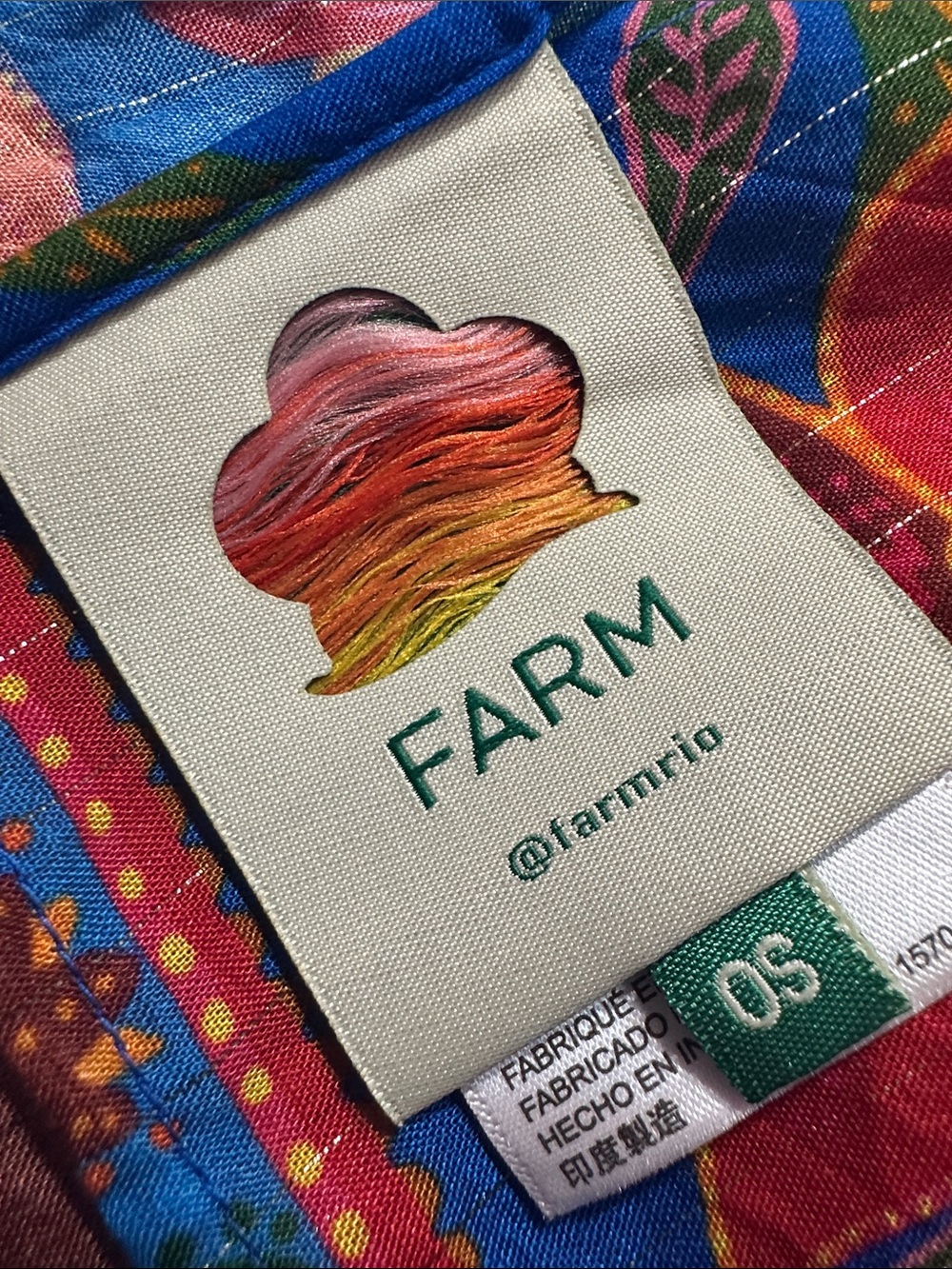 EUC FARM Rio Blue Tropical Floral Fruit Scarf Wrap OS    *minor callout* - Picture 11 of 16